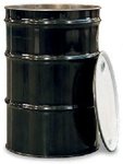 Open Top Steel Drum with Lid  55 Gallon lined Black