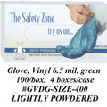 Gloves  Heavy Duty Vinyl  Green color  6.5 mil  Extra Large Size  Lightly Powdered  100 per box