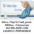 Disposable vinyl gloves green Heavy Duty Vinyl  6.5 mil  Extra Large size  Lightly Powdered  300 per box