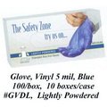 Vinyl disposable glove blue small size Lightly Powdered 5 mil 100 per box