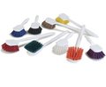 Color coded long handle utility brush with polypropylene block and Polyester Bristles. 20 inches long No.40501