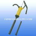 Lever Action Drum Pump with stainless steel rod yellow in color