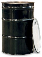 Open Top Steel Drum with Lid  55 Gallon lined Black