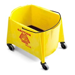 Mop Bucket 44 quart plastic YELLOW with 3 inch casters