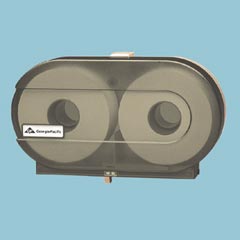 DISPENSER For 9 inch JUMBO TISSUE  HOLDS 2 ROLLS  GRAY SEE THRU
