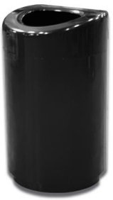 Round open top trash can 35 gallon capacity black powder coated