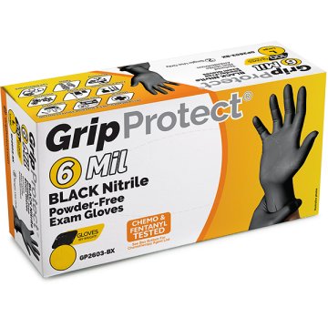 Disposable Nitrile glove powder free 6 Mil 90 per box 12 inch length BLACK 2XL