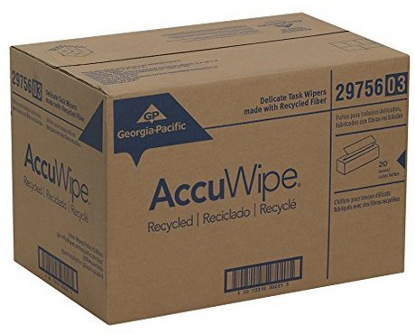GPC29756 Accu Wipe Recycled One Ply Delicate Task Wipers 15 inches x 16.5 inches White 20 boxes of 140 wipers