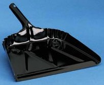 Metal dust pan 16 inches wide   20 gauge steel   black enamel finish