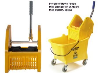 Down Press Mop Wringer Heavy duty yellow plastic wringer for 16 to 32 ounce wet mops