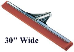 Heavy duty water wand floor squeegee with red neoprene blades 30 inch wide