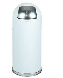 ROUND TOP TRASH CAN STEEL HOLDS 15 GALLON 36 inches High 15 inch Diameter  WHITE R1536E