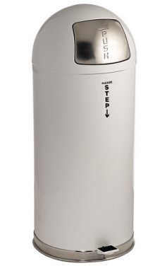 Round Top Trash Can StepMaster Metal Can 15 gallon 15 inch Diameter x 36 inch High white