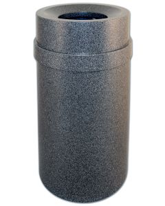 Funnel Top Trash can Black Granite 35 gallon capacity Heavy duty plastic for Indoor or Outdoors.