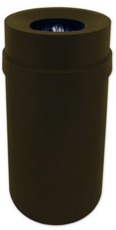 Funnel Top Trash can Brown 35 gallon capacity Heavy duty plastic for Indoor or Outdoors.