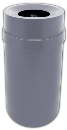 Funnel Top Trash can Grey 35 gallon capacity Heavy duty plastic for Indoor or Outdoors.