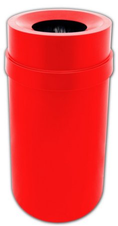 Funnel Top Trash can Red 35 gallon capacity Heavy duty plastic for Indoor or Outdoors.