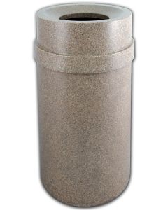Funnel Top Trash can River Stone 35 gallon capacity Heavy duty plastic for Indoor or Outdoors.