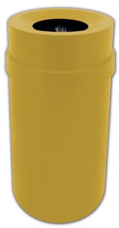 Funnel Top Trash can Yellow 35 gallon capacity Heavy duty plastic for Indoor or Outdoors.
