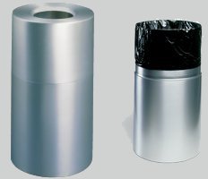 Aluminum Open Top Trash Can   35 Gallon Capacity   Satin Finish