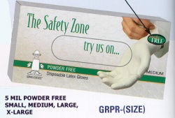 Latex disposable gloves powder free 5 Mil large size 100 per box