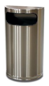 Half Round Trash Can Stainless Steel Side Waste Entry 9 gallon