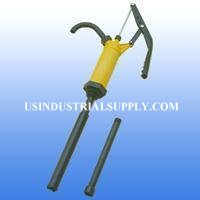 Lever Action Drum Pump with stainless steel rod yellow in color