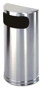 Stainless Steel Side Opening Half Round Waste Receptacle  9 Gallon
